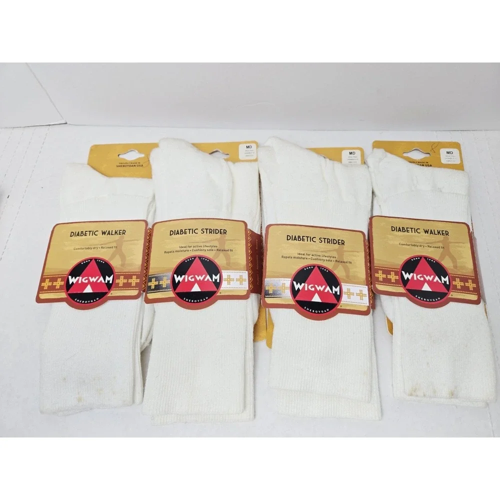 Wigwam Diabetic‎ Walker socks NEW Unisex sz Medium 4 pairs